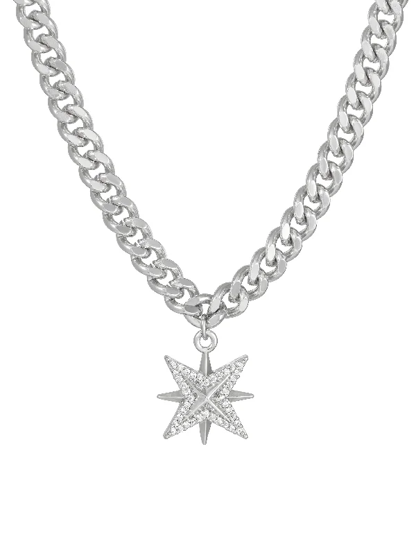 Best necklaces and pendants with butterfly pendants for a delicate, light style-Chunky Star Necklace - Silver