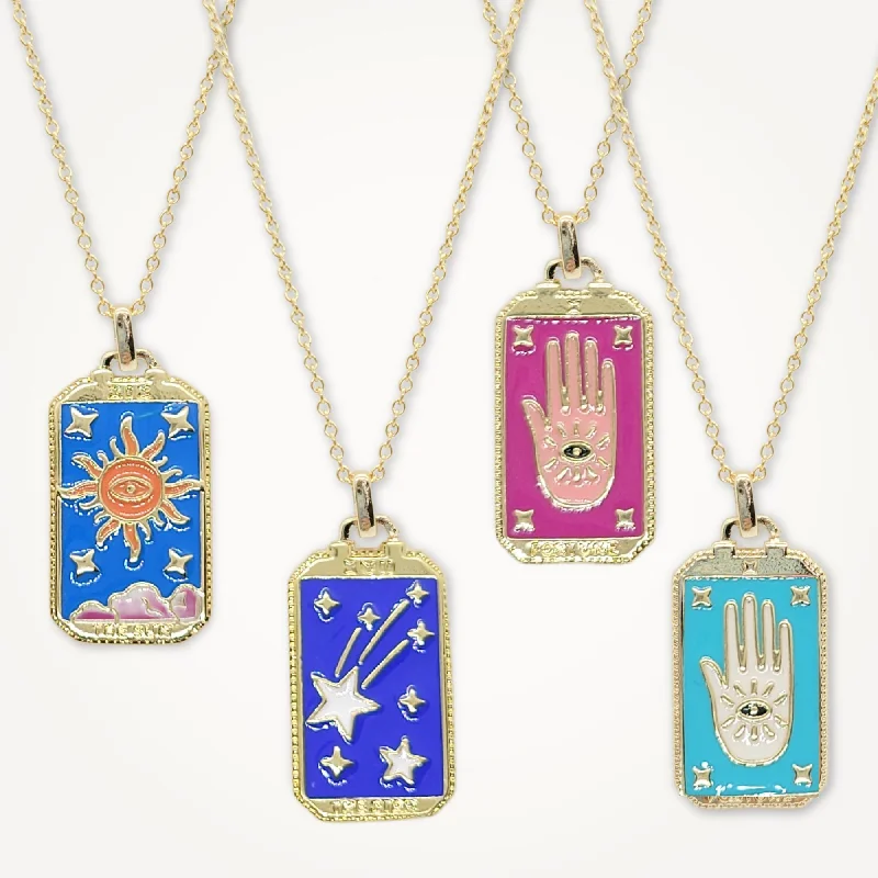 Necklaces and pendants with clear quartz for a pure and radiant look-Tarot Medallion Necklace