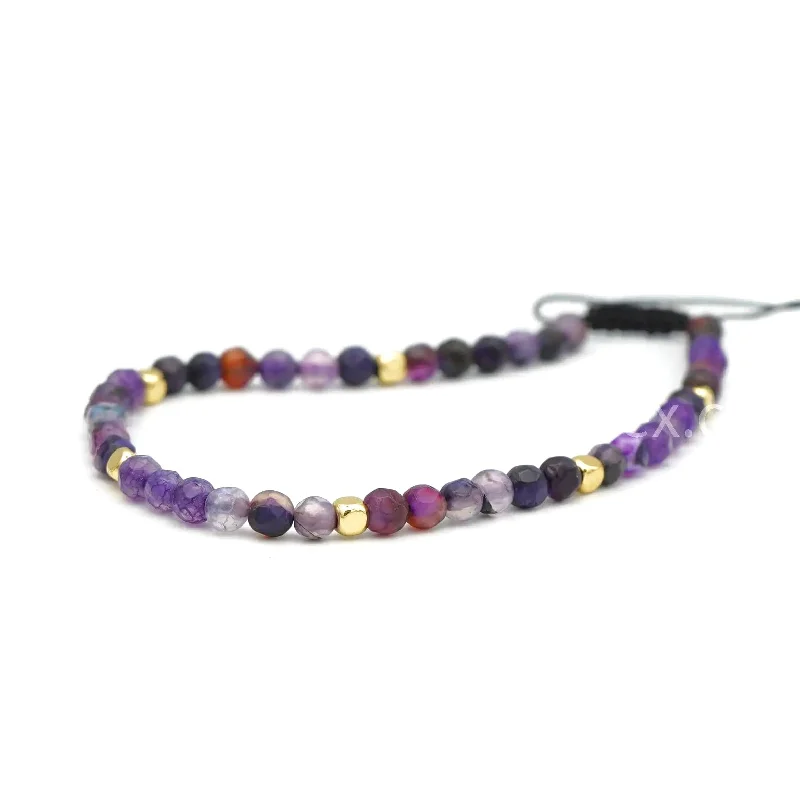 Bangles with agate slices for earthy look -VIOLET LAVA - Purple Agate Accent Bracelet