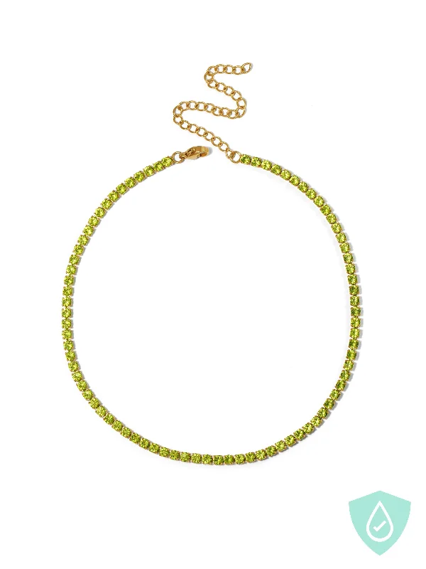 Layered necklaces and pendants for a trendy and fashionable stacked look-Green Tennis Choker