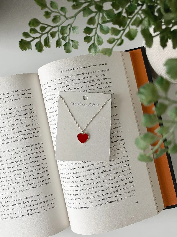 Beautiful necklaces and pendants with gemstone teardrops for an elegant effect-Sterling Silver Red Heart Shape Pendant Necklace