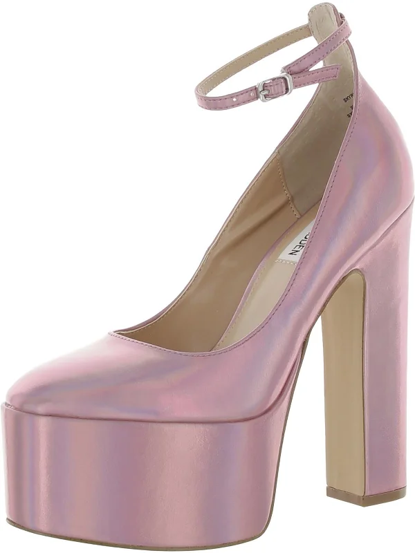 High-heeled sandals for women with thin straps and metallic shine for evening wear-Sandals with padded ankle straps for added comfort -SKYRISE Womens Ankle Strap Platform Platform Heels