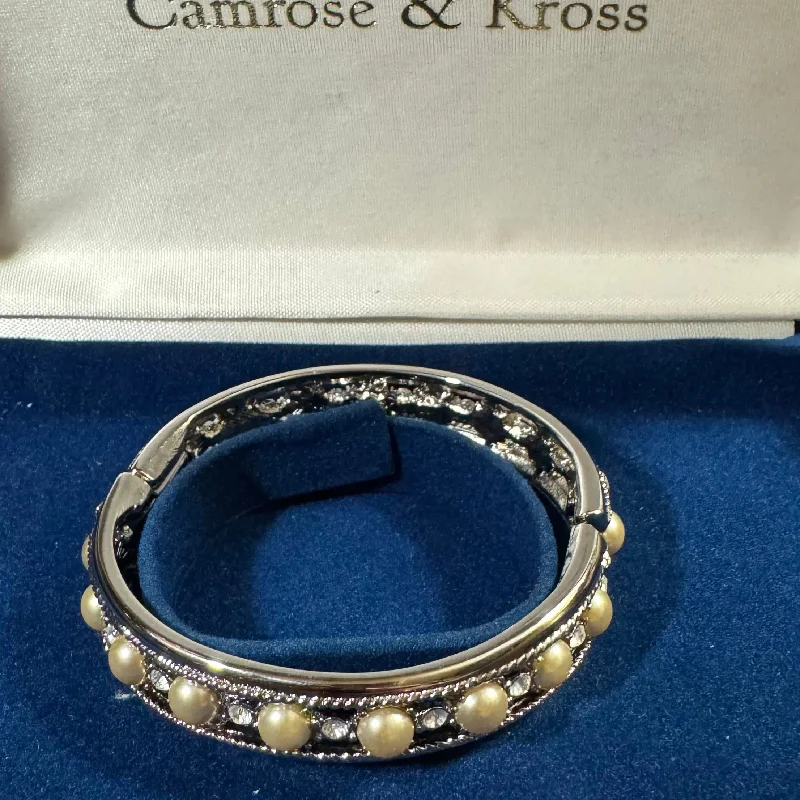 Bracelets with adjustable chains for perfect fit -CAMROSE  & KROSS JBK, Jacqueline Bouvier Kennedy, 1990s Vintage Pearl and Rhinestone Cuff Bracelet