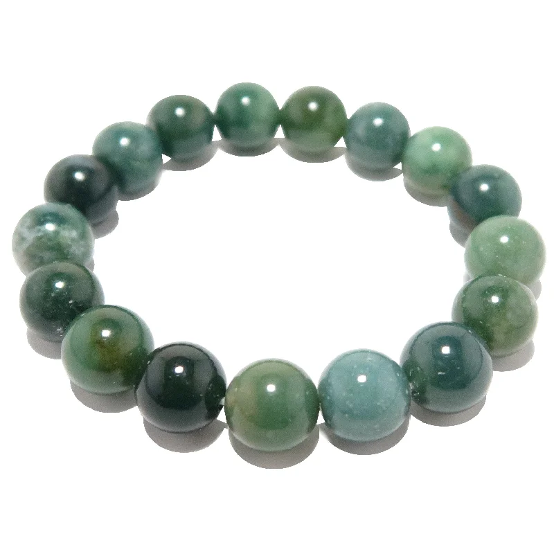 Bangles with polished onyx for bold sleekness -Green Agate Bracelet Love Life Grounding Crystals