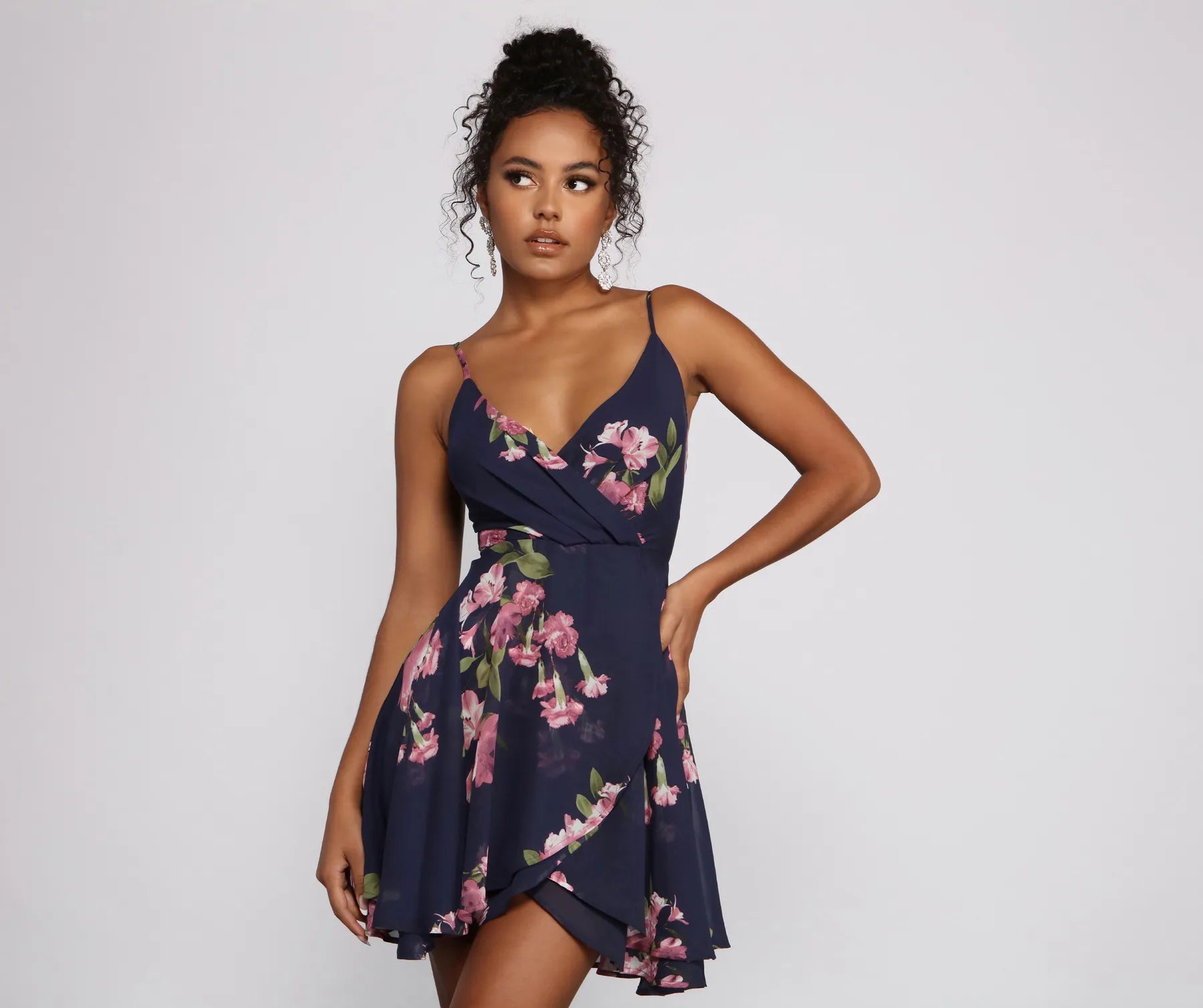 A-line Dresses for Flattering -Sweet Moments Floral Chiffon Skater Dress