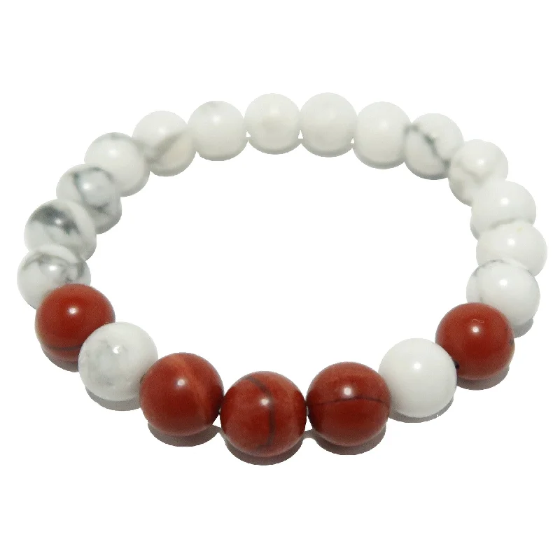 Bracelets with tiger eye for warm bands -Howlite Bracelet Red Jasper Zesty Travel Crystals