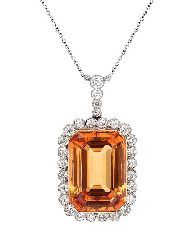 Best necklaces and pendants with rose gold for a warm and romantic appeal-Edwardian-Period Topaz Necklace, 55.00 Carats