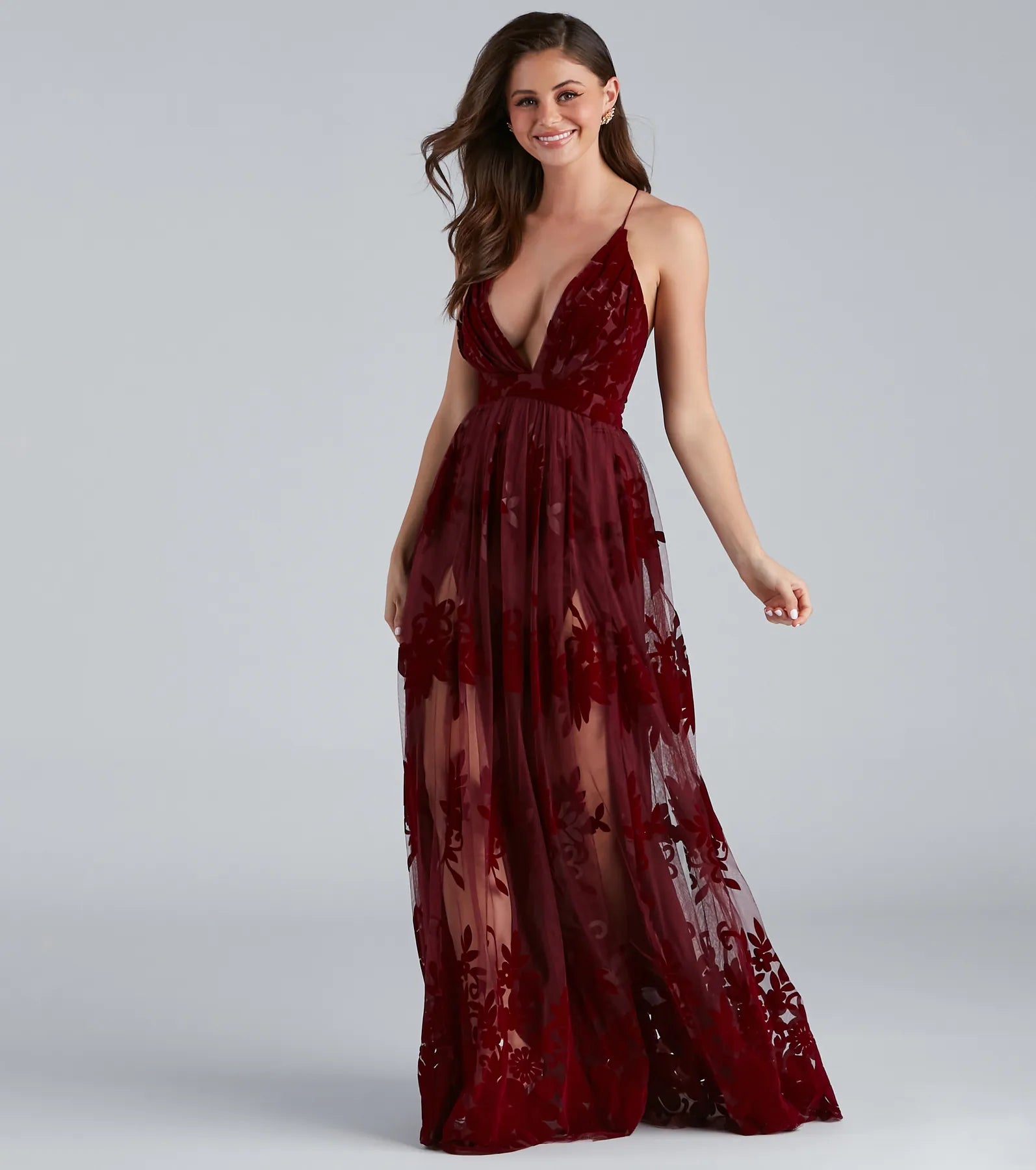 Minimalist Dresses for Simplicity -Morgan Formal Flocked Velvet Dress