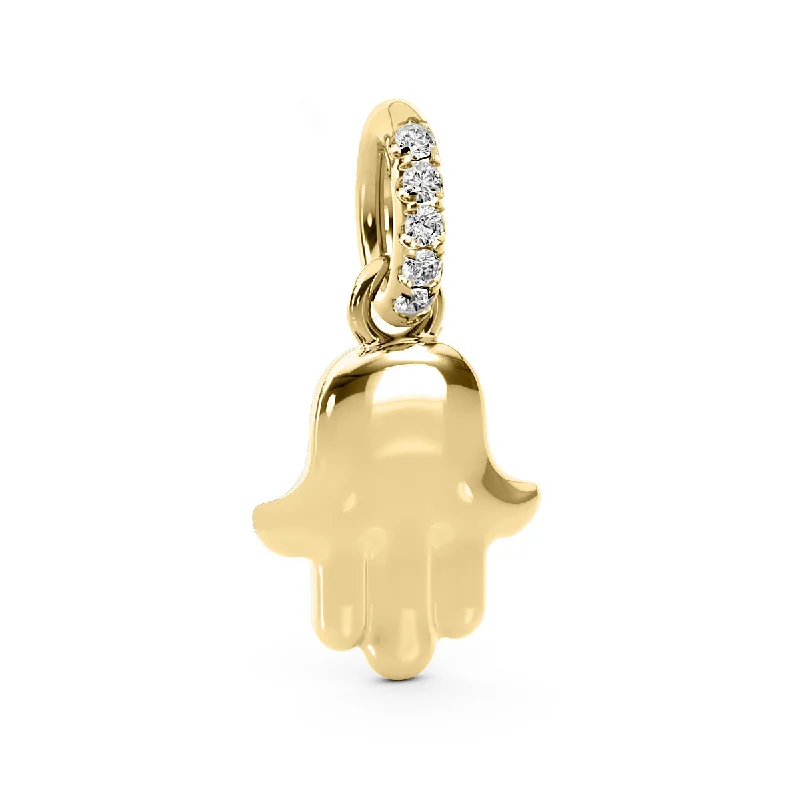 Elegant necklaces and pendants with onyx stones for a sleek, polished look-Diamond 14K Bubble Hamsa Pendant