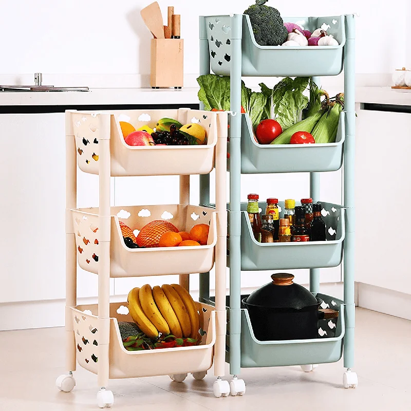 Stylish sandals for men with open-toe design and adjustable back straps for fit-Sandals with soft leather straps for a luxurious feel -3/4 Tier Kitchen Vegetables Storage Trolley Cart Shelf Wheels Room Rack Stand