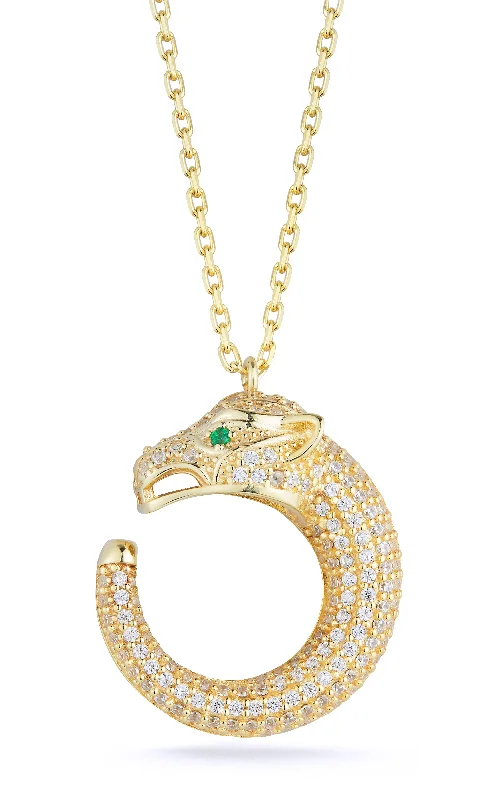 Unique necklaces and pendants with gemstones for a colorful and vibrant statement-CZ Panther Necklace