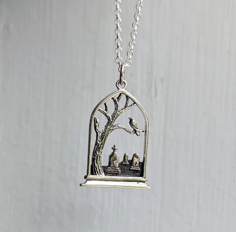 Best necklaces and pendants with glowing moonstone for an ethereal glow-Sterling Cemetery Necklace