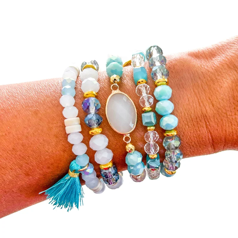 Bangles with polished jade for smooth calm -Cloud Bracelet Stack