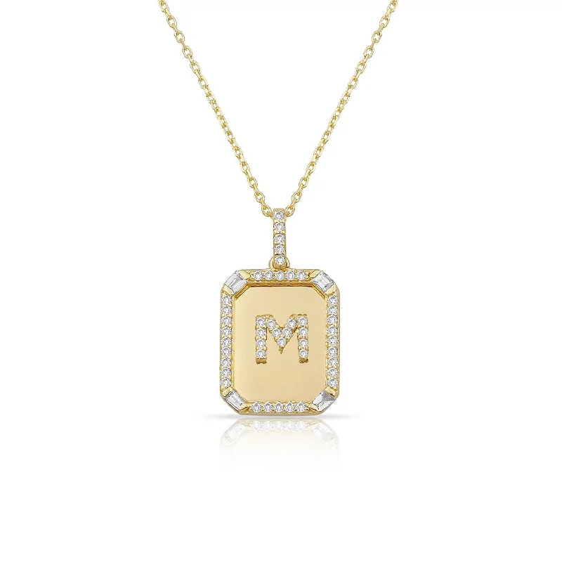 Best necklaces and pendants with butterfly wings for a delicate, graceful style-Diamond 14K Plate Initial Necklace