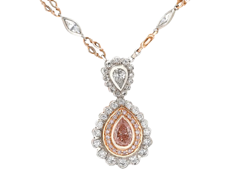 Best necklaces and pendants with personalized coordinates for a special keepsake-Fancy Orangey-Pink Diamond Necklace, 0.84 Carat