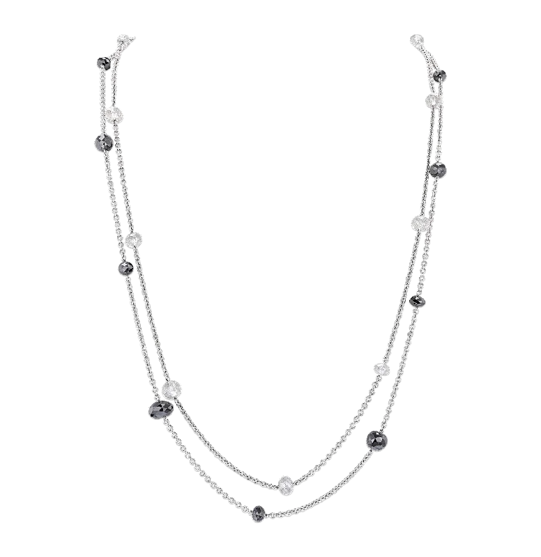 Elegant necklaces and pendants with onyx stones for a sleek, polished look-Pair of White & Black Diamond Station Necklaces, 59.53 carats