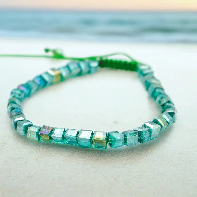 Bangles with chunky designs for statement wear -PRETTY PARAKEET - Cube Bead Accent Bracelet