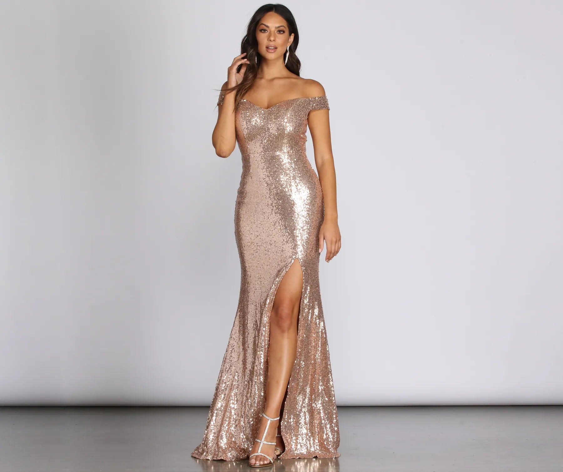 Work Dresses for Professional -Kristy Sequin Off The Shoulder Formal Dress