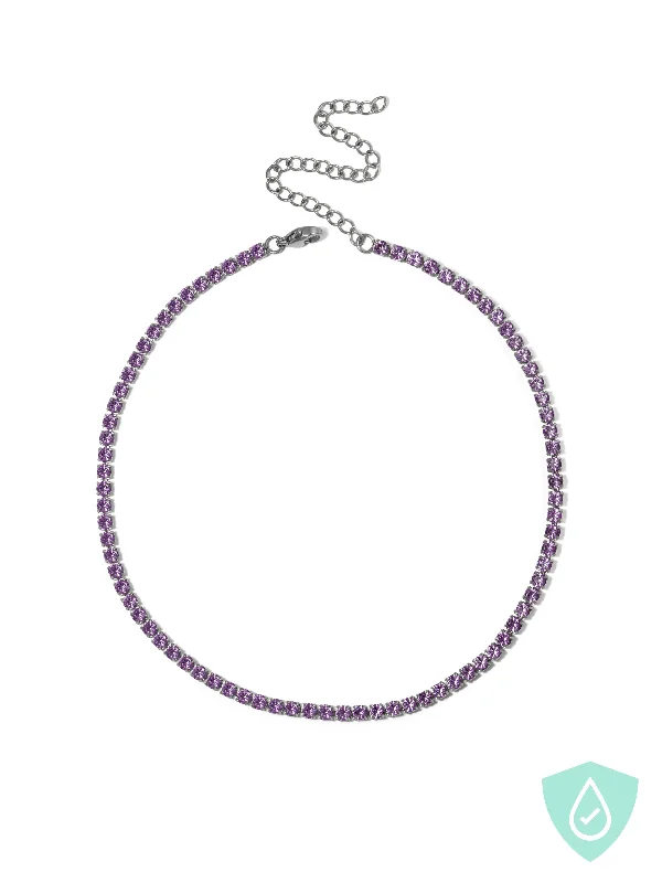 Best necklaces and pendants with opal and gold for a vibrant, luxurious contrast-Violet Tennis Choker