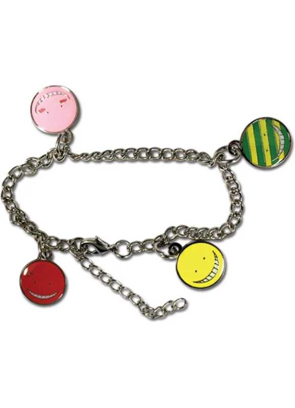 Bangles with rose quartz for soft pink -Assassination Classroom - Koro Sensei Face Bracelet