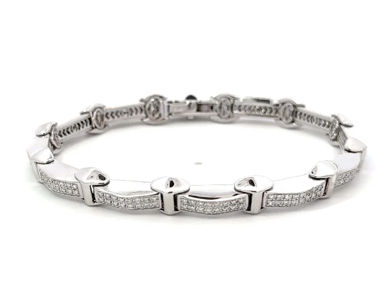 Bracelets with tiger eye for warm bands -Philippe Charriol Sectional Diamond Bracelet 18k White Gold