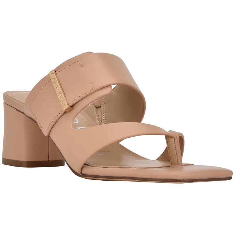 Fashionable sandals for men with canvas material and slip-resistant soles for durability-Customizable sandals with interchangeable straps -Calvin Klein Womens Briella Leather Thong Heels