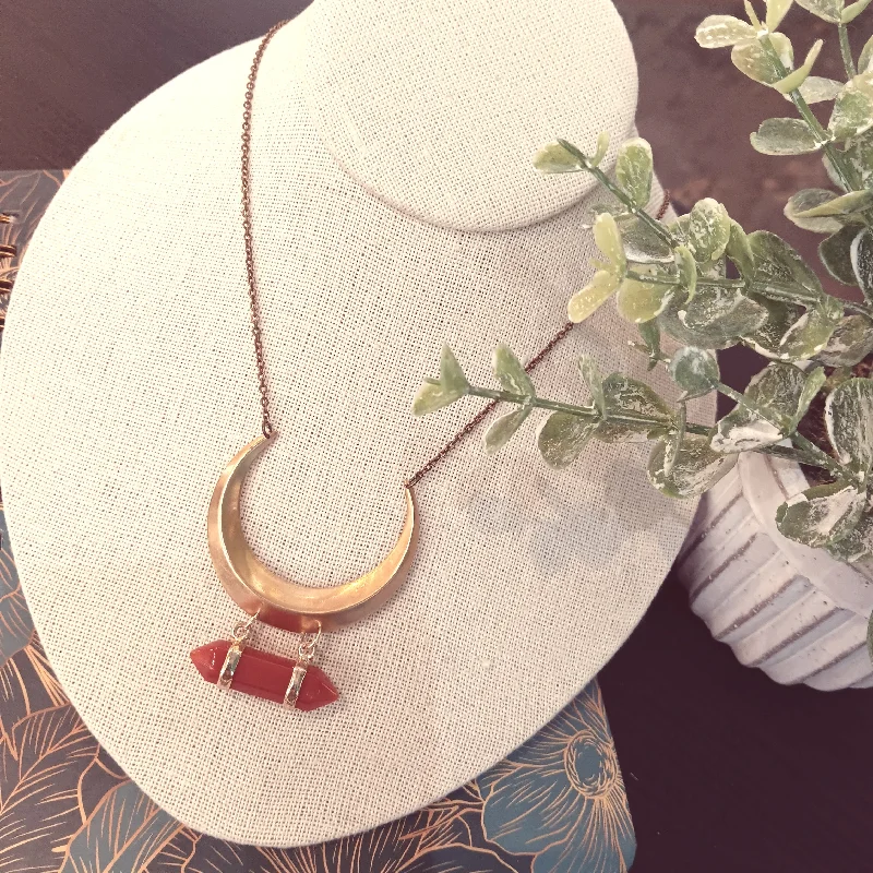 Necklaces and pendants with angel wing motifs for a spiritual, meaningful design-Crescent Necklace | Carnelian