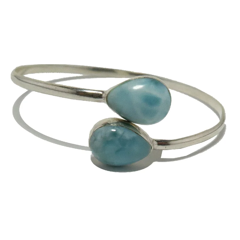 Bracelets with starburst topaz for radiant beauty -Larimar Bracelet Bangle Blue Waters Sterling Silver