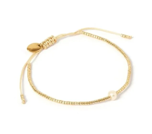 Bracelets with sapphire gems for blue sparkle -ELSIE - 18k Gold and Pearl Bead Bracelet - Accent