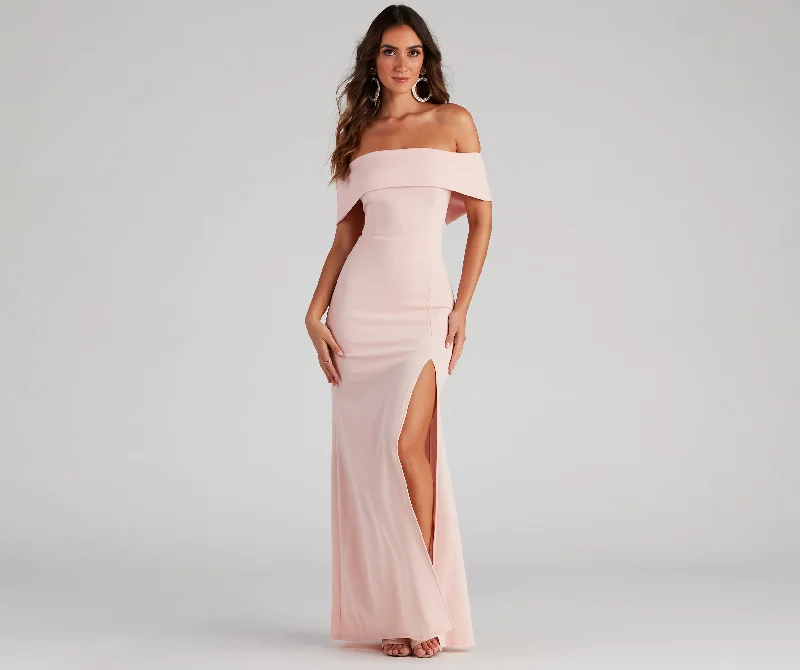 Contemporary Dresses for Fashion -Coralie Off Shoulder Front Slit Dress