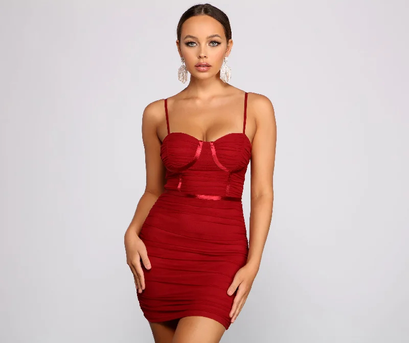 Spandex Dresses for Flexible -Instant Spark Ruched Mesh Mini Dress