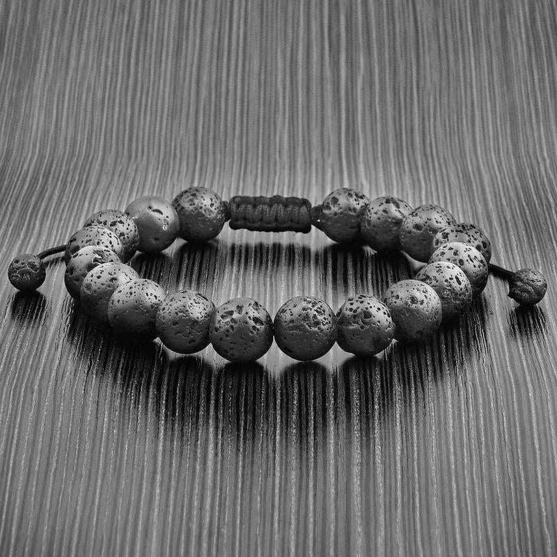 Bracelets with moonstone gems for mystic appeal -CRUCIBLE MEN'S 10MM NATURAL LAVA STONE BEAD ADJUSTABLE BRACELET