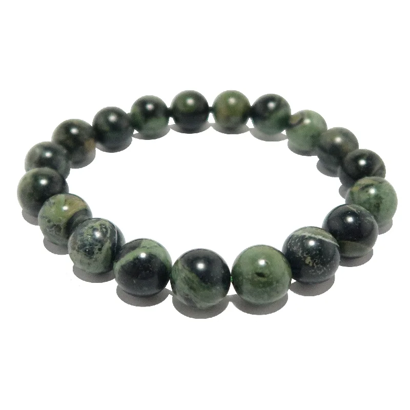 Bangles with rose-cut gems for vintage -Green Jasper Bracelet Crocodile Adventure Stone