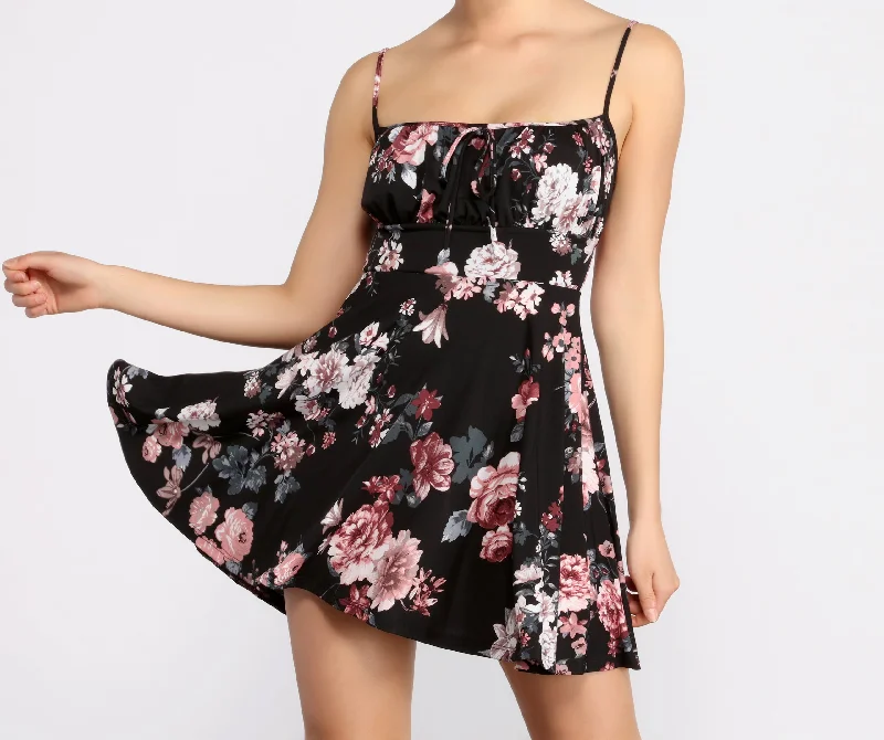 Solid Color Dresses for Simple -Blossom And Bloom Square Neck Skater Dress