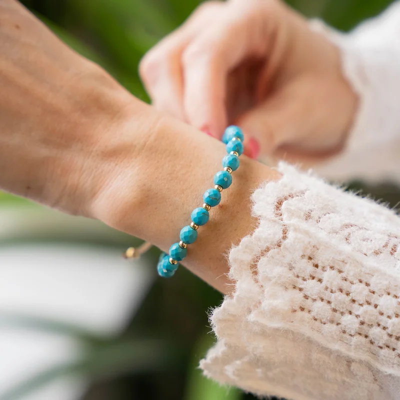 Bracelets with moonstone gems for mystic appeal -TURQUOISE GOLD - 18K Beaded Accent Bracelet