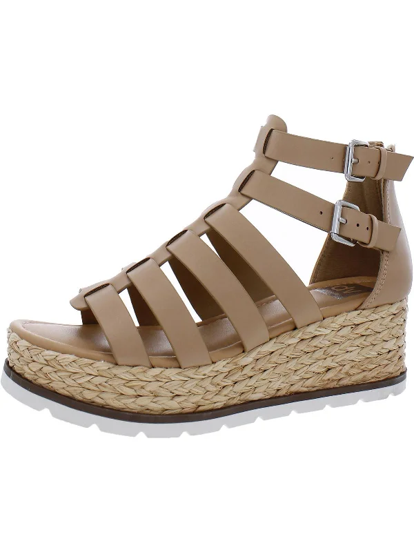 Elegant sandals for women with woven design and high-heeled platform soles-Durable sandals for outdoor adventures -Breva Womens Strappy Buckle Wedge Heels