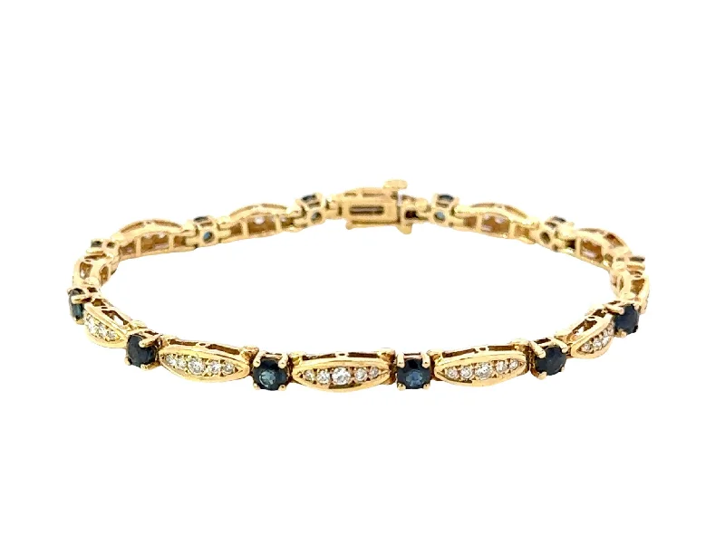 Bracelets with amethyst stones for purple charm -14k Yellow Gold Diamond and Sapphire Tennis Bracelet