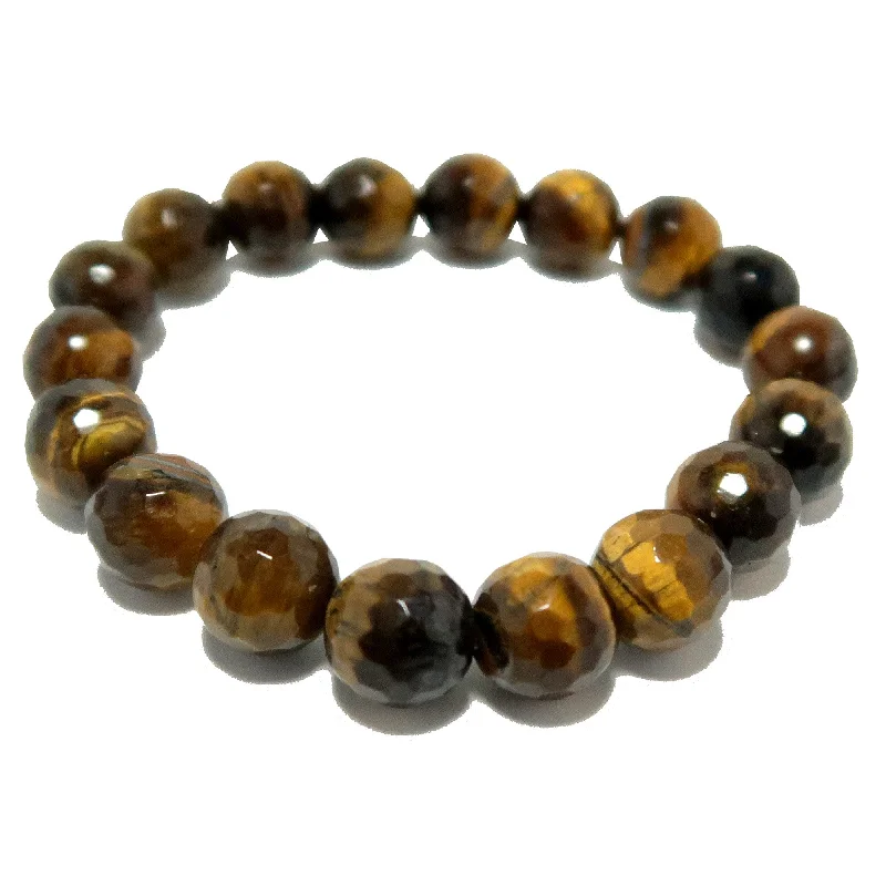 Bangles with claw-set stones for security -Tigers Eye Bracelet Golden Tigress Faceted Beads