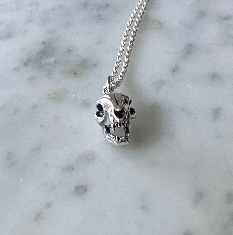 Best necklaces and pendants with layered designs for a chic, stacked look-Sterling Cat Skull Necklace