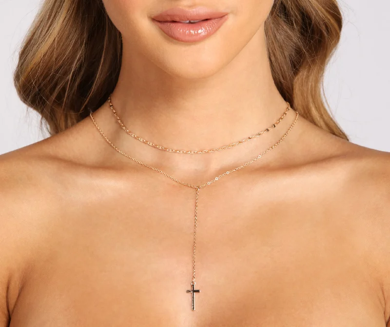 Elegant necklaces and pendants with gold chains for a chic, timeless appearance-Snake Chain And Cross Necklace Set