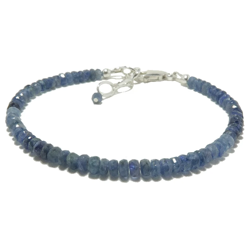 Bangles with raw citrine for sunny charm -Sapphire Bracelet Blue Spark Precious Gem Sterling Silver