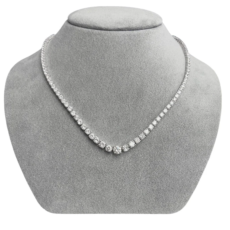 Layered necklaces and pendants for a trendy and fashionable stacked look-14k White Gold Round Diamond Graduated Tennis Necklace 12.86ctw G VS2-SI1 16.5"