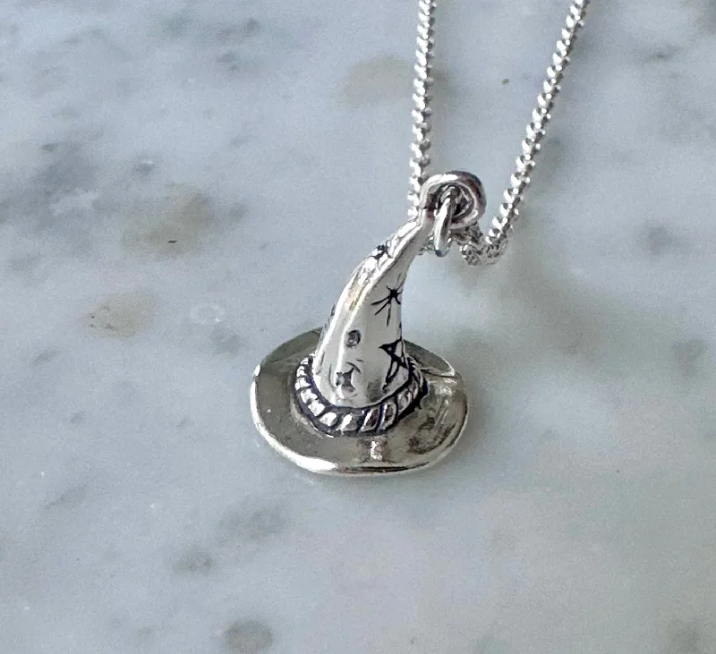 Beautiful necklaces and pendants with butterfly motifs for a whimsical style-Sterling Wizard Hat Necklace