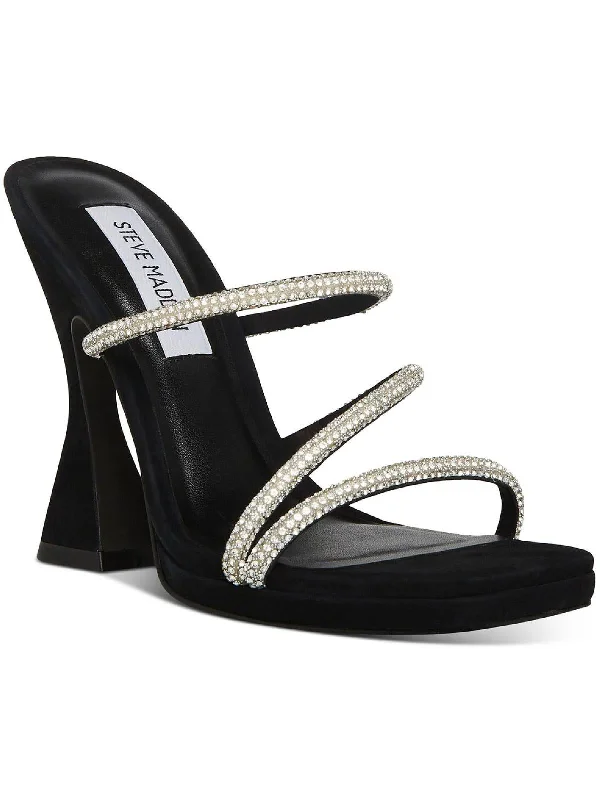 Elegant sandals for women with woven design and high-heeled platform soles-Sandals for casual gatherings with friends -Libbie Womens Rhinestone Embellished Dress Heels