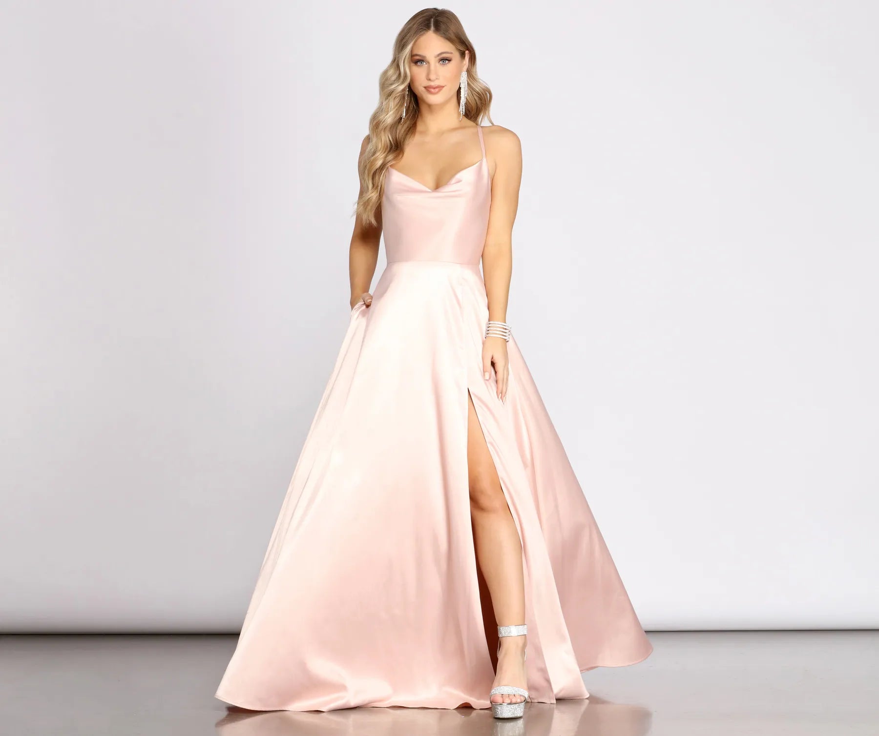 Graduation Dresses for Milestone -Eloise Cowl Neck Cross Back A-Line Dress