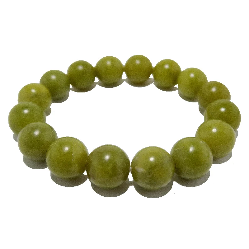 Bracelets with tourmaline gems for vibrant color -Serpentine Bracelet Olive Green Past Present Future Gem