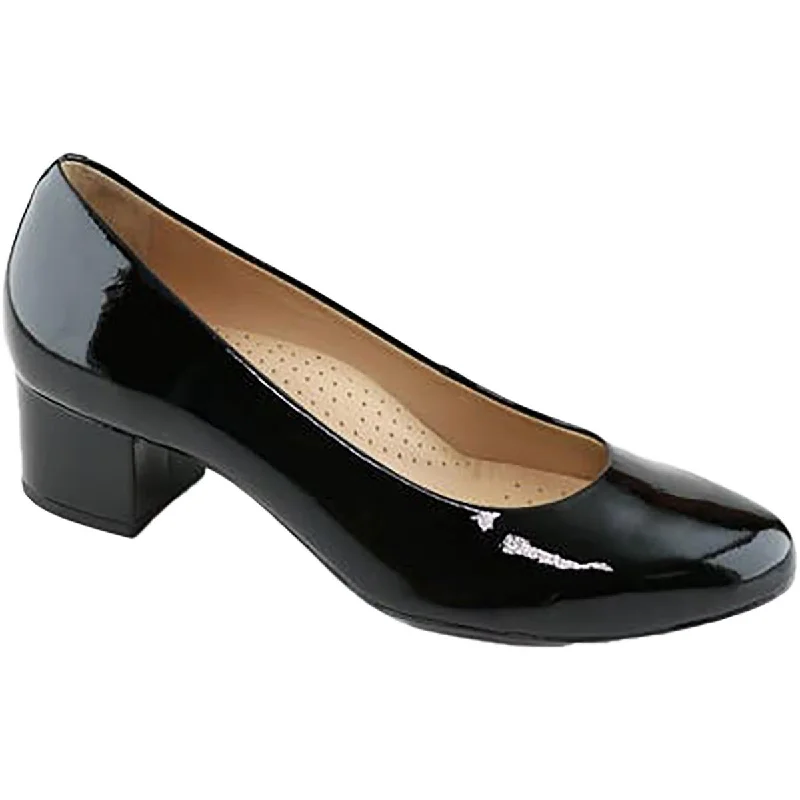 Trendy sandals for evening casual wear -Marc Joseph Womens BROAD STREET Patent Leather Round toe Block Heels