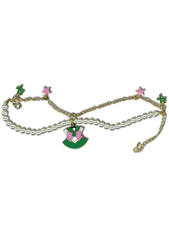 Bracelets with leather wrap for edgy look -Sailor Moon R - Sailor Jupiter Costume Bracelet