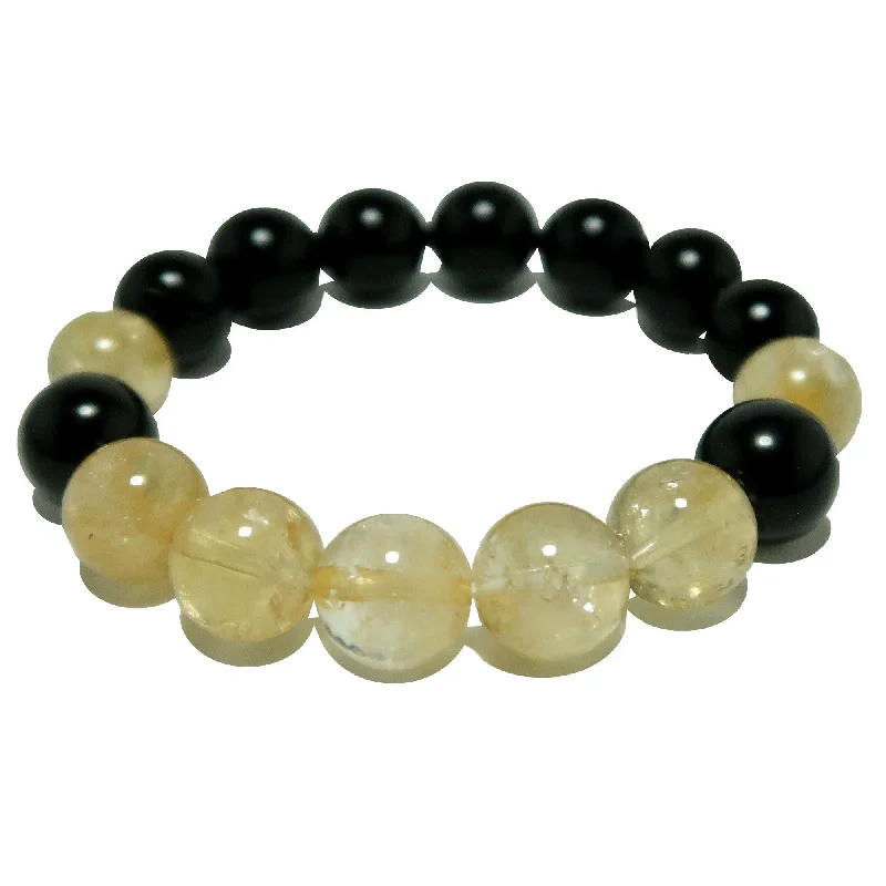 Bracelets with floral sapphire for romantic glow -Citrine Bracelet Rainbow Obsidian Money Security