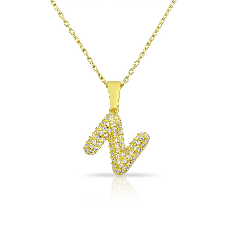 Beautiful necklaces and pendants with geometric shapes for a modern, artistic design-Bubble Letter Initial Necklace